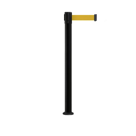 Montour Line Stanchion Belt Barrier Fixed Base Black Post 11ft.Yellow Belt P400F-BK-YW-110